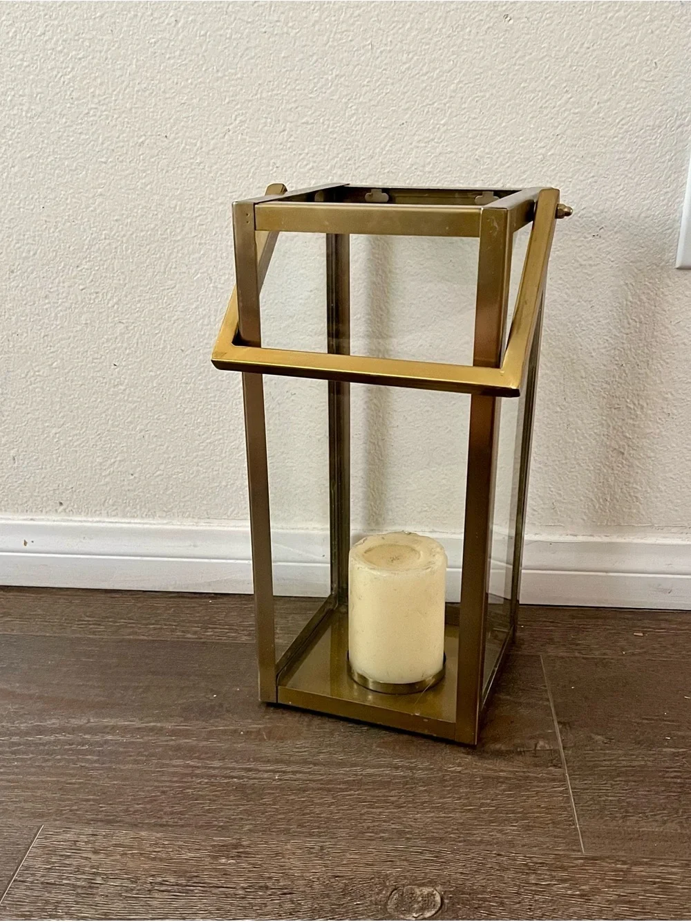 Brass Glass Lantern Candle Holder - Gold Decorative Accent
